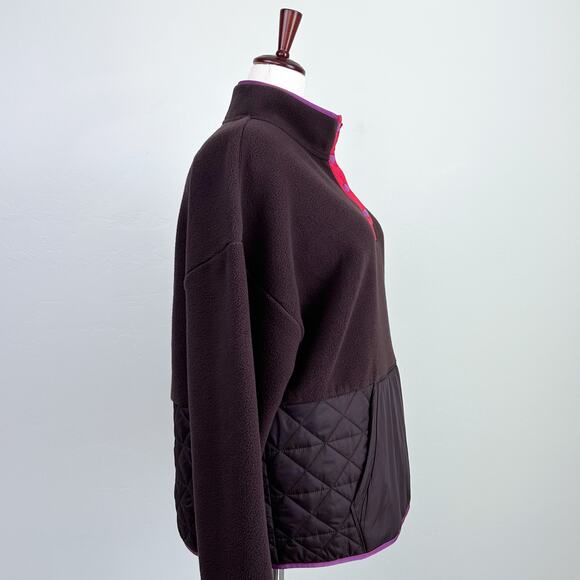 Peloton Fleece Brown Quarter-Snap Brown Quilted Pullover - Picture 6 of 9